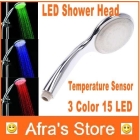 High quality Green Red & Blue 3-color Temperature controlled LED Shower , Bathroom Sprinkler,freeshipping,