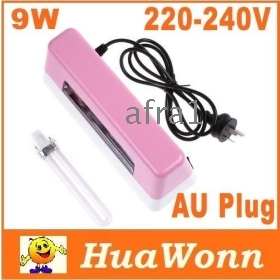 High quality AU Plug Pink 9W 220V-240V Nail Art Gel Curing UV Lamp, Free Shipping 