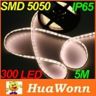 High quality12V Warm White 5M/lot IP65 Waterproof Epoxy SMD 5050 LED Strip Light Flexible led Strip Free Shipping 