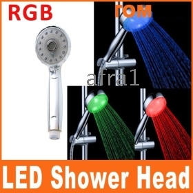 Wholesale Via EMS Adjustable 3 Mode LED Shower  Sprinkler Temperature Sensor RGB Color,H8537,free shipping