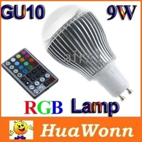 High quality 120 Level brightness Colorful RGB LED Lamp 9W GU10 Bulb Lamp Light Spotlight with Remote Control Free shipping 