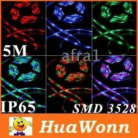 High quality RGB LED Strip DV 12V 5M Waterproof IP65 Epoxy 300pcs SMD 3528 flexible LED Strip Light with Remote Control free shipping