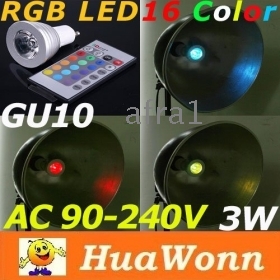 High quality 16 Colors RGB led light 3W GU10 Remote Control LED Bulb Free shipping 