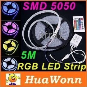 High quality 5M/lot 12V 72W 4 Modes Flexible led strip IP66 Waterproof SMD 5050 300 LED RGB Led Strip Light with controller free shipping