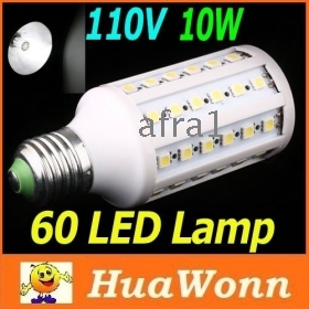 Оптовая Через EMS Энергосбережение 100V -120V 10W E27 60 SMD 5050 Светодиодная лампа лампа света мозоли 1080LM белый / теплый белый светодиодное освещение FREEshipping