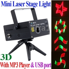 High quality 110-240V 3D Animation Mini Laser Stage Light Moving Party DJ Disco stage Lighting Projector with Mp3 Player USB port wholesale