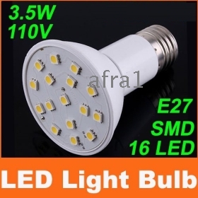 Wholesale Via EMS 110V 3.5W E27 16 LED SMD Warm Light Bulb Lamp 