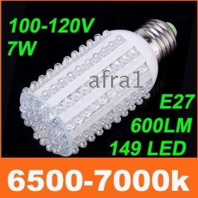 Υψηλής ποιότητας Ε27 Screw 7W 110V 149 LED καλαμπόκι Cool White Light Bulb Δωρεάν αποστολή