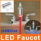 Wholesale Via EMS Glow LED Faucet Shower Light Temperature Sensor Red & Blue color,battery included