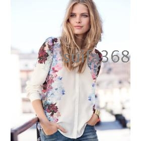 European and American long-sleeved shirt positioning suit lapel blouse chiffon shirt free shipping wholesale