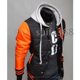 The new winter classic personalized men's hooded coat orange baseball uniform Free shipping 