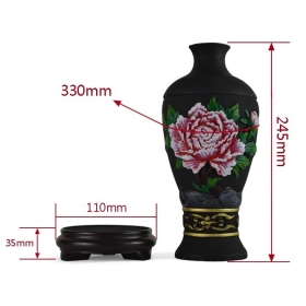 Free shipping-1pcs Wholesale 2012 hottest Fashion home accessories Peony bottle Charcoal Carving Figures/business gift Crafts/promotion gift Office Figures