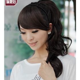 Free shipping-3set/lot Wholesale 2012 Newest hair set included roll horsetail wig+Tilted frisette+hair band charm horsetail hair pieces ladies hair jewelllery horsetail wig Fashion hair accessories