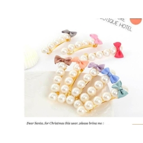 Free shipping - holesale style moda koreański imitacja perły kolor biały łuk włosy hairwear clip / spinki / accesseries
