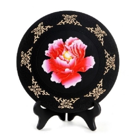 Free shipping-1pcs Wholesale 2012 hottest Chinese symbol peony design Charcoal Carving Figures/business gift Crafts/promotion gift Office Figures