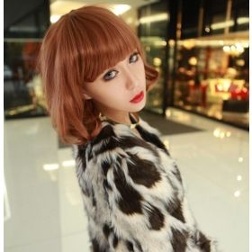 Free shipping-2pcs/lot Wholesale 2012 Newest Short pear style wig beauty Full bangs short curl wig fluffy short hairstyle vogue OL hair wig Fashion hair accessories