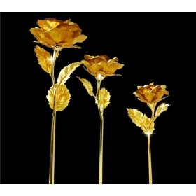 Free shipping-1pcs Wholesale factory supply 24K gold rose flower/valentine gift 5*16cm full open flower/wedding accessories 