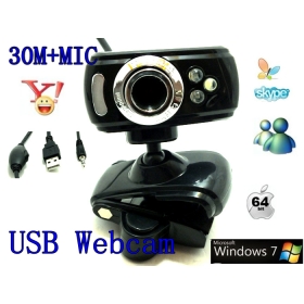 USB 2.0 30.0M 3 LED PC Camera HD Webcam Camera Web Cam with MIC for Computer PC Laptop Free Shipping+Drop Shipping 