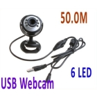 50pcs/lot USB 2.0 50.M Round  6 LED Web Cam Digital camera Webcam hd PC Camera Laptop w/ MIC + Free Shipping 