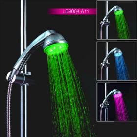 Color emitting LED shower temperature sensing thermostat colorful self-generation handheld showerhead shower