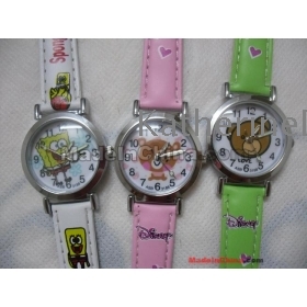 Fashion cartoon watch kids watch children leather watch 5pcs/lot+free shipping