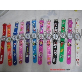 Fashion 3D cartoon silicone watch kids watch children watch mix styles 5pcs/lot+free shipping