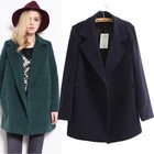 Winter Women European Fashion High Quality Big Lapel Collar Long Sleeve Slim Fit Woolen Coat 2-Colors Size:S M L Free Shipping