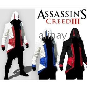 Free Shipping !~Assassins Creed 3 III Conner Kenway Hoodie Coat Jacket Cosplay Costume PU/FAUX 5-colors Size:M~XXL