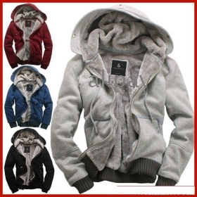 Promotional 2012 new men's plush thick warm overcoat winter coat fleece & cotton padded Jacket Men jackets S M L XL XXL 4-color
