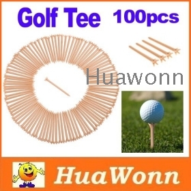 High quality 100 Pcs/lot Professional Prong Plastic Golf Tee Wheat Color Freeshipping