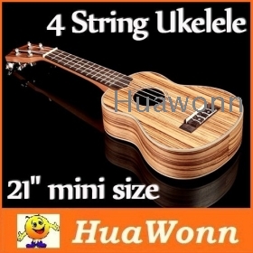 High quality 21" mini size Homeland Laminated Zebrawood Concert 4 String Ukelele Acoustic Instrument I138 Free Shipping
