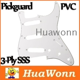 High quality White PVC 3-Ply SSS  Strat Electric Guitar Pickguard Scratch Plate I126W Freeshipping 