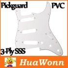 High quality White PVC 3-Ply SSS  Strat Electric Guitar Pickguard Scratch Plate I126W Freeshipping 