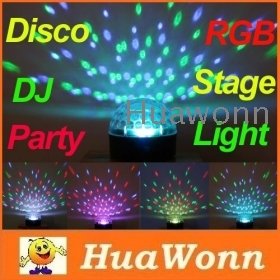 High quality Mini Voice-activated LED RGB Crystal Magic Ball Effect Light Disco DJ Party Stage Lighting Free Shipping 