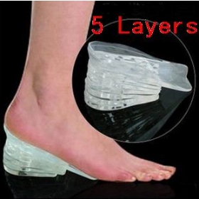 A large number of wholesale free shipping 5 Layers Taller Insole Silicone Gel Inserts Lift Shoe Pads Height Increase 