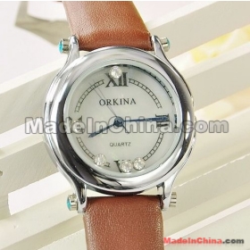 Free shipping, New 2012 Luxury Fashion Womens Quartz Wrist Watch, White  dial, 5 Rotable Cristal. Water resistant, L2001-2 