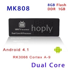 Free Shipping MKs808 Android Mini PC Google TV Box Dual Core Rockchip RK3066 1.6Ghz 1G  8GB ROM WiFi HDMI 3D 1080P Dongle 