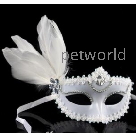 White  mask dance performance Halloween mask Christmas white feather mask 