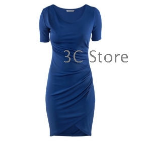  2012, draping, fitting, knee-length, short-sleeved dress with lining, 2 color 6 size FREE SHIPPING