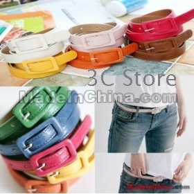  free shipping  E9430 Korean women thin belt square the scalp acupuncture buckle waist chain candy color belt  wholesale