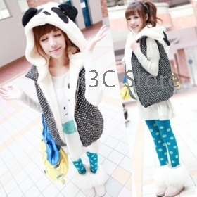  2012 cute panda hat polka dot all-match vest wadded jacket 421 