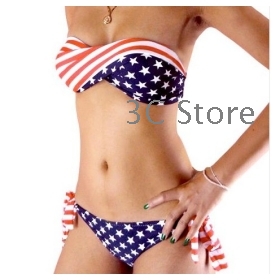 2013 New Hot Sale Women American Flag Swimwear Bikini Ladies Free Shipping Size S M L