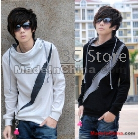 2012 new autumn and winter Korean men hedging Slim Hooded sweater oblique zipper sweater jacket male free shipping