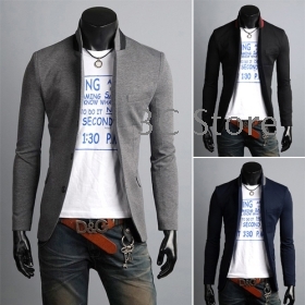 2012 New Autumn Men's Casual Slim fit back slit Suit Blazer Coat Jacket Black/Grey/Navy blue Asian size M-XXL Free Ship 8903 
