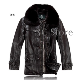  New  2012  The seven wolves leather fur collar leather sheep skin men genuine leather coat  fur collar leather jacket fur men really Black,Brown, Size:M-L-XL-XXL  -xxxL free shipping