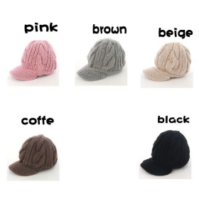 Manual Wool Knitting Cap New winter hot Selling Brown Color Lady's Hat Warm hat Fasionable Style 1pcs/lot H0548