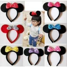 Free Shipping 20pcs/lot Fashion 7Colors Mickey Minnie Mouse Ears Headband/Cute Girl Ribbon,  Hairbands, Hair Accessories