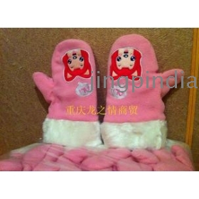Christmas gift, raccoon dog pink gloves scarf set