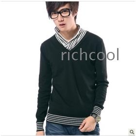 2012 autumn outfit new men's wear the waist thin of  V collar long sleeve knit unlined upper garment 02027 men 