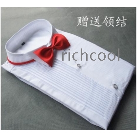 Bingley dress shirt wedding white shirt little pointed collar long sleeve shirt groom performance shirt cantata shirt 